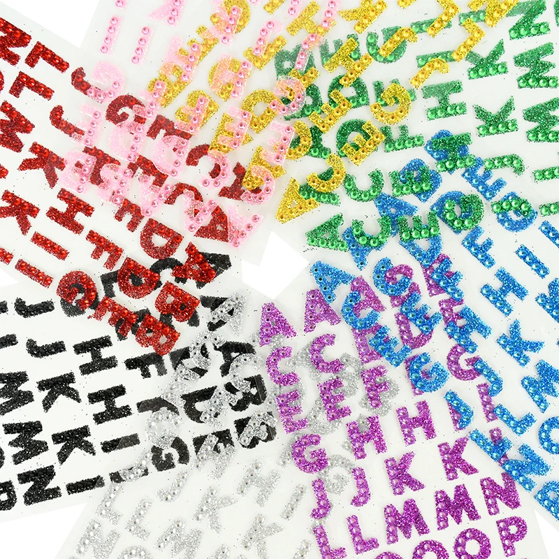 Glitter Crystal A-Z Alphabet Self Adhesive Scrapbooking Stickers Clothing Accessories DIY Notebook Decor English Letters Sticker