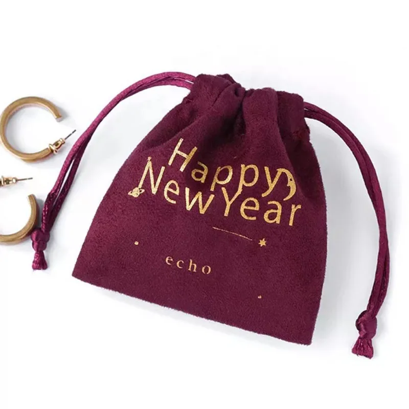 Burgundy Suede Gift Bags Jewelry Pouch Beauty Makeup Cosmetic Boutique Retail Gift packaging Bag