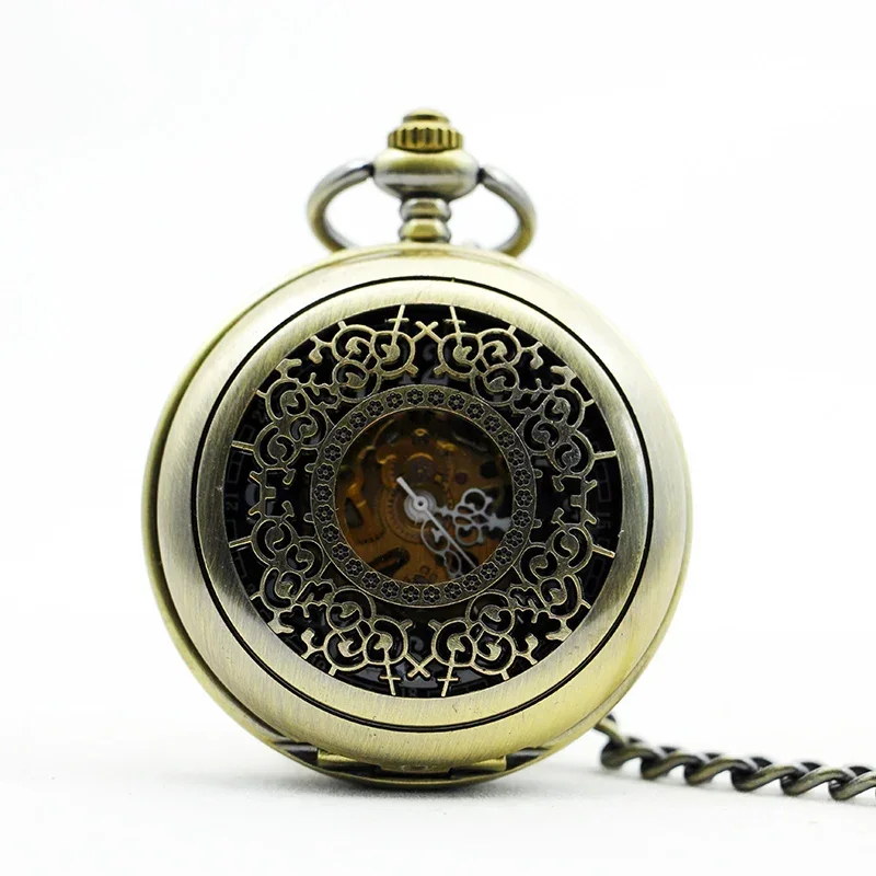 

Vintage 2 Sides Open Case Fob Watches Mechacnical Hand-winding Pocket Watches Personalised Retro Necklace Chain Clock