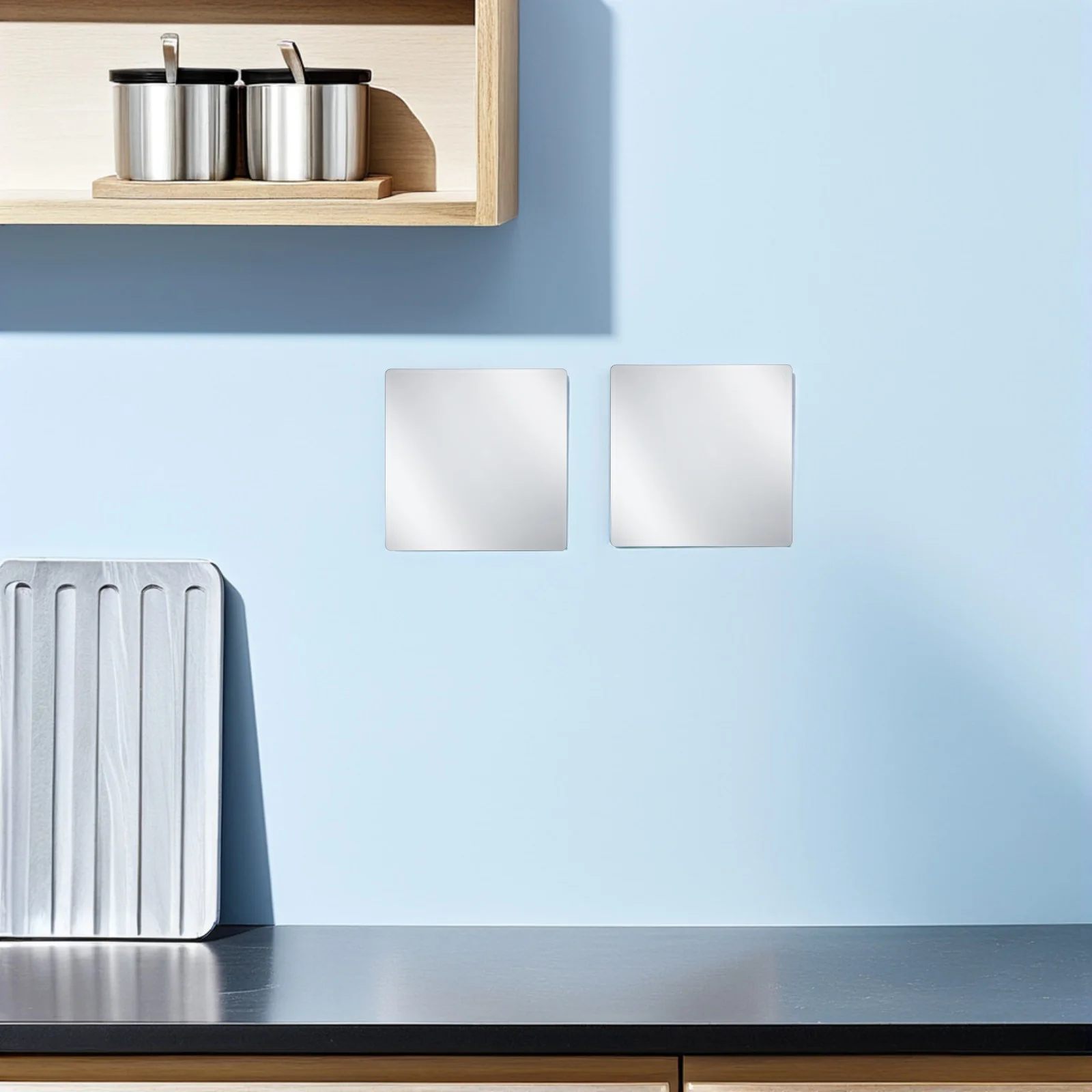 

10Pcs Shatterproof Acrylic Mirror Tiles Self Adhesive Square Frameless Wall Stickers Bathroom Kitchen Decor DIY Crafts 10x10cm