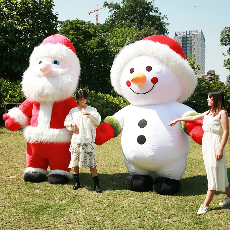 Mascot เครื่องแต่งกาย Snowman เด็ก Santa Claus Street กิจกรรมตลกปาร์ตี้คอสเพลย์ตุ๊กตา Plush ชุดตุ๊กตาสําหรับฮาโลวีนไม่มีแบตเตอรี่
