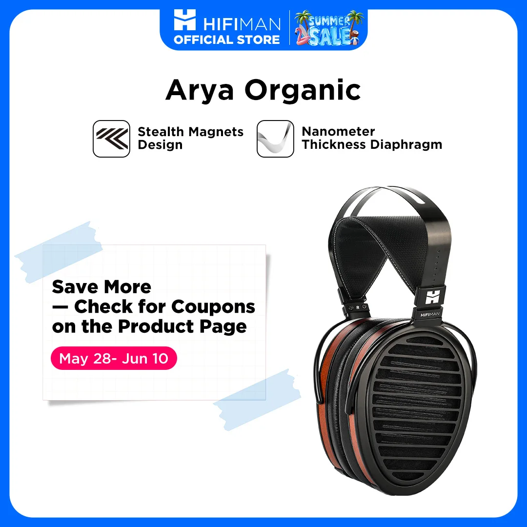 HIFIMAN Arya Organic Full-Size Over-Ear Open-Back Planar Magnetic Headphone with