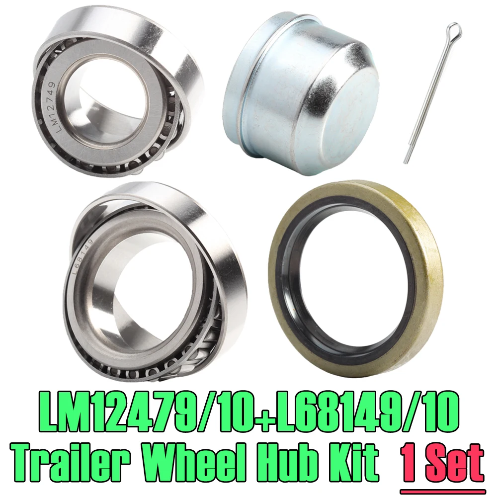 

1 Set 1-1/16'' Axles Trailer Wheel Hub Bearings Kit LM12749/10 L68149/10 1.65''x2.33''TB Seal 1.78''Dust Cover Cotter Pin.