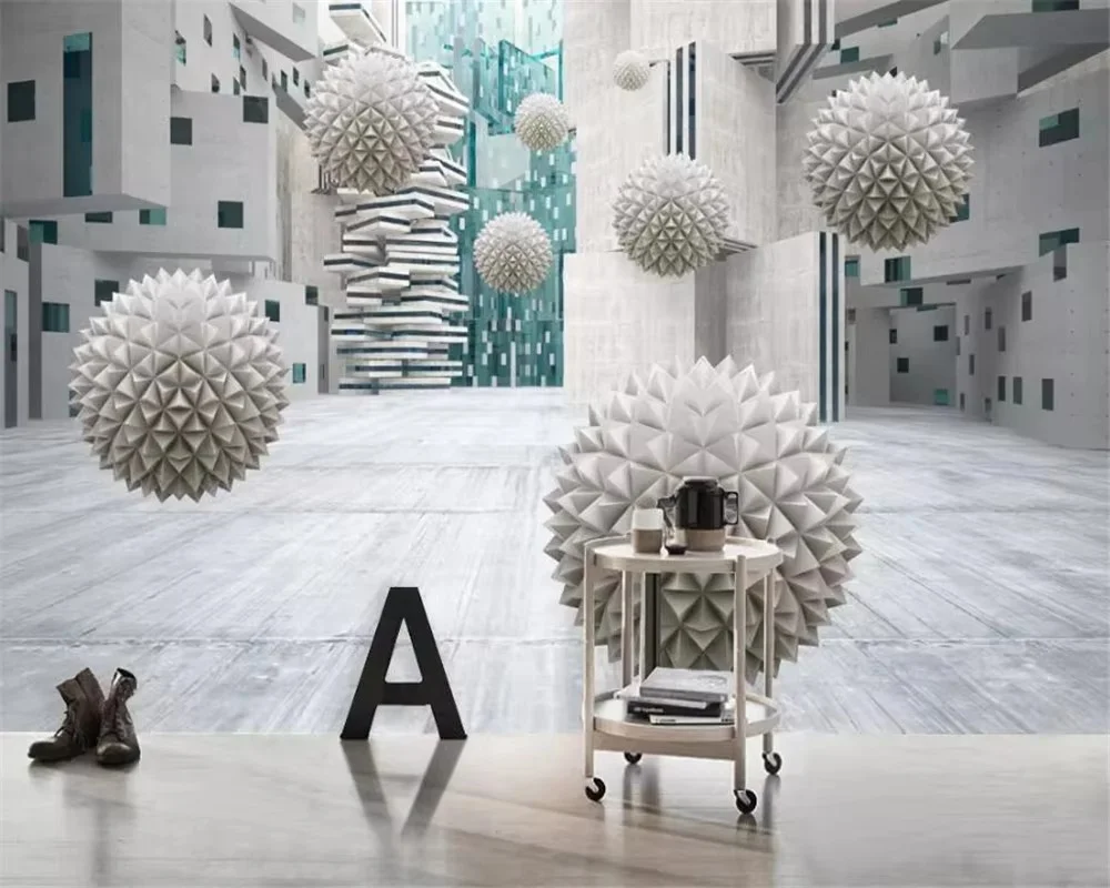 

Обои на заказ, 3d фреска, стерео абстрактный туннель, космический шар, фоновая стена, многоугольный шар, обои в стиле будущего, домашний декор