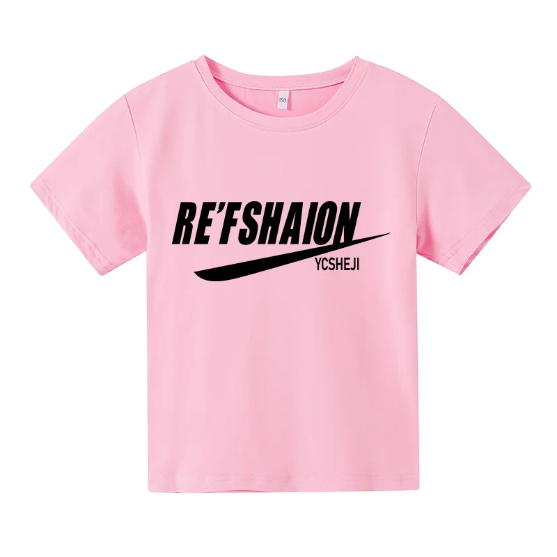 2024 Summer Casual Children's T-shirt Big Boys 100% Cotton T-shirt Fashion Breathable Sweat-absorbing Girls Sports T-shirt Top