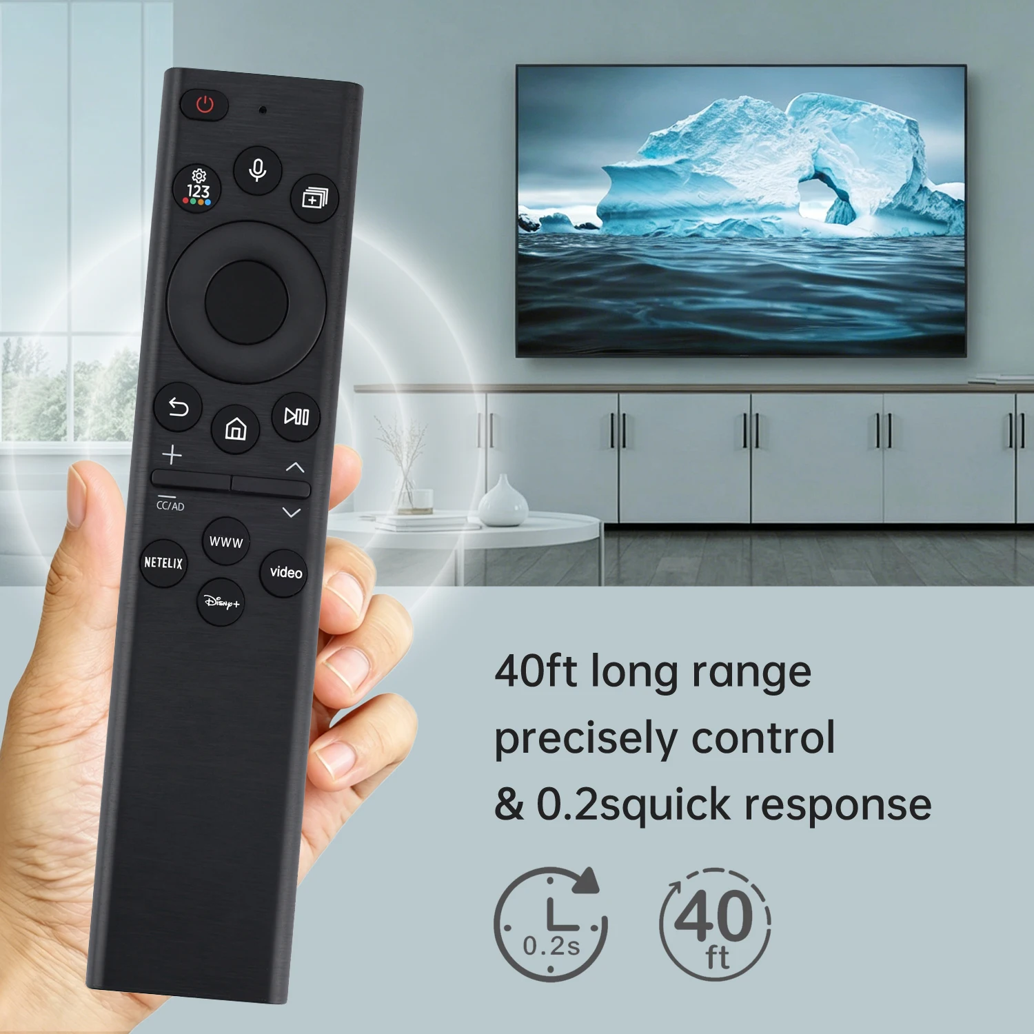 Control with SamsungTV Voice Remote Quick Keys for Netflix World Wide Web Amazon Video Disney+ Compatible with Select Models