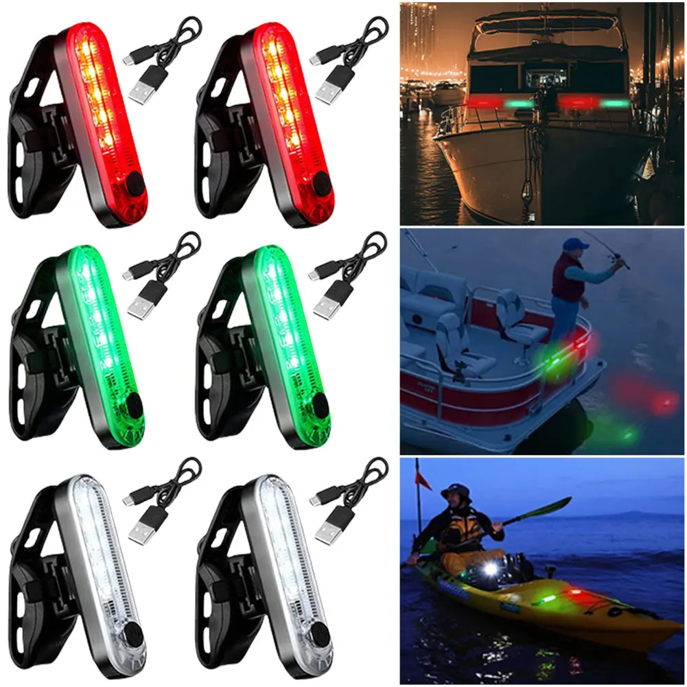 

LED Sailing Signal Lamp 4 Modes Marine Yacht Warning Light USB Charging Boat Stern Lights Starboard Port Side Indicator Accessor