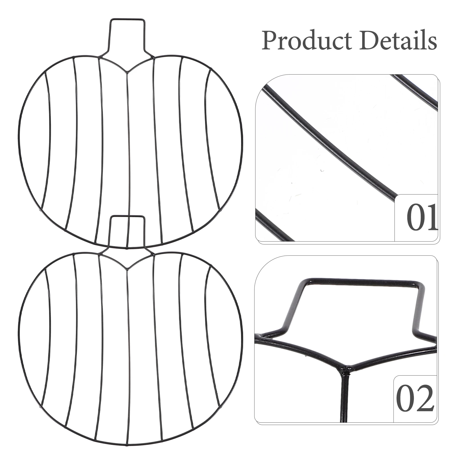 

2Pcs Pumpkin Wreath Metal Wire Frame Sturdy Iron Fall Harvest Thanksgiving DIY Floral Arrangement Decor Wreath Form
