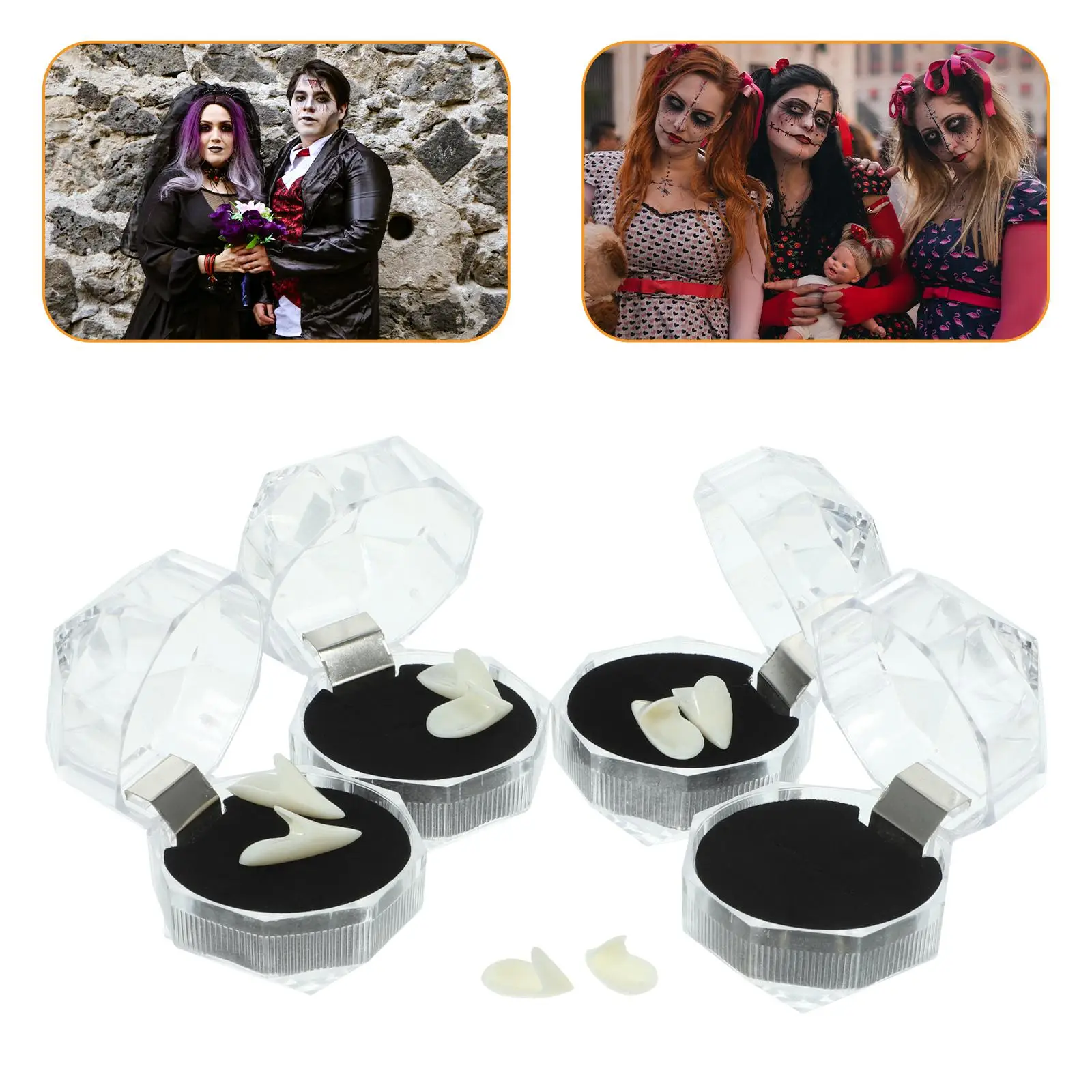 Dentaduras postizas, gorros realistas para disfraz de Halloween, accesorios para dientes, accesorios de Cosplay, 13mm, 15mm, 17mm