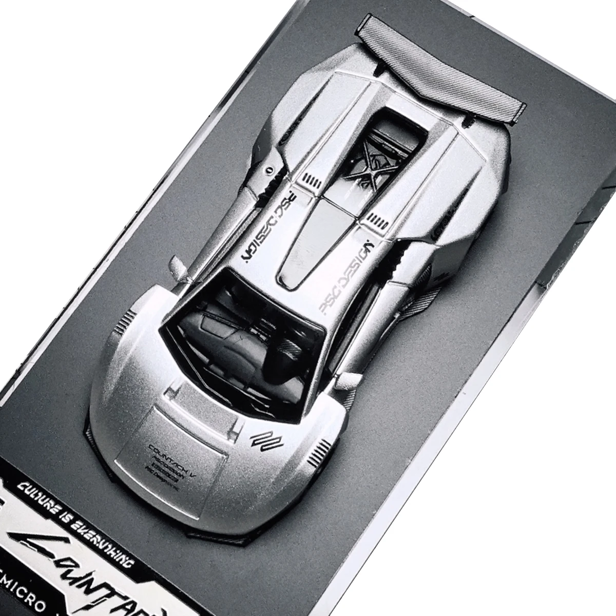 Time Micro 1:64 LPI800 4 V Silvery PSC Cyberpunk Countach Diecast Diorama Car Model Collection Toy