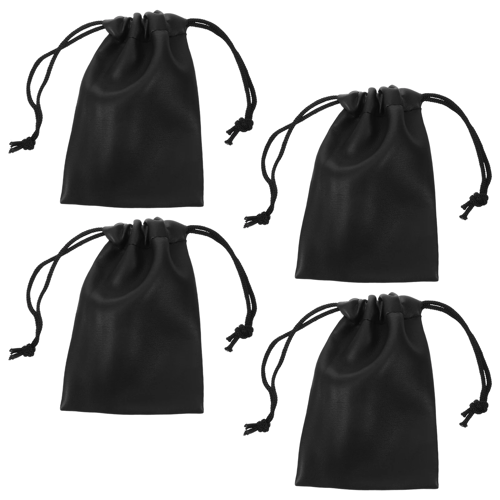 

4Pcs Microphone Storage Bag PU Soft Drawstring Mic Organizer Carrier Portable Holder Pack Microphone Bag Mic Pouch