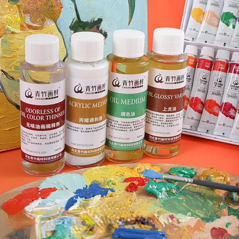 

100ML Oil Painting Blending Liquid Thinner Odorless Oil Painting Medium Color Pen Cleaning Tool Liquid Art Supplies