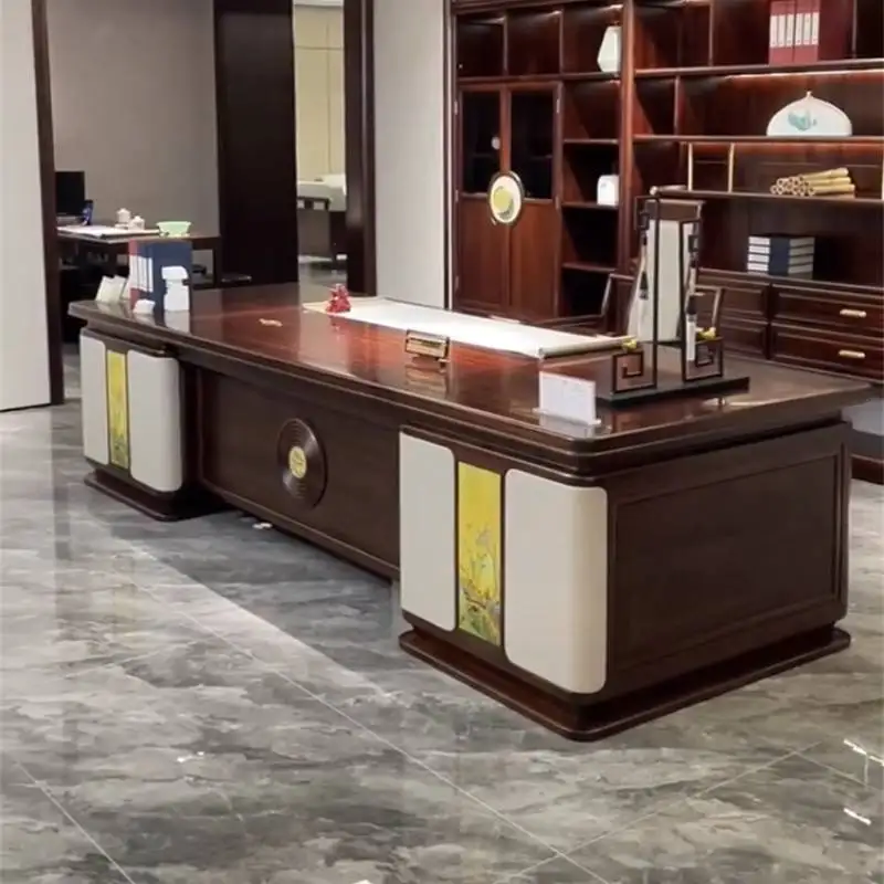 Brown Drawers Executive Office Desk Cheap Strong Modern Study Computer Desk Gaming Large Mesa Escriotorio Work Station Table