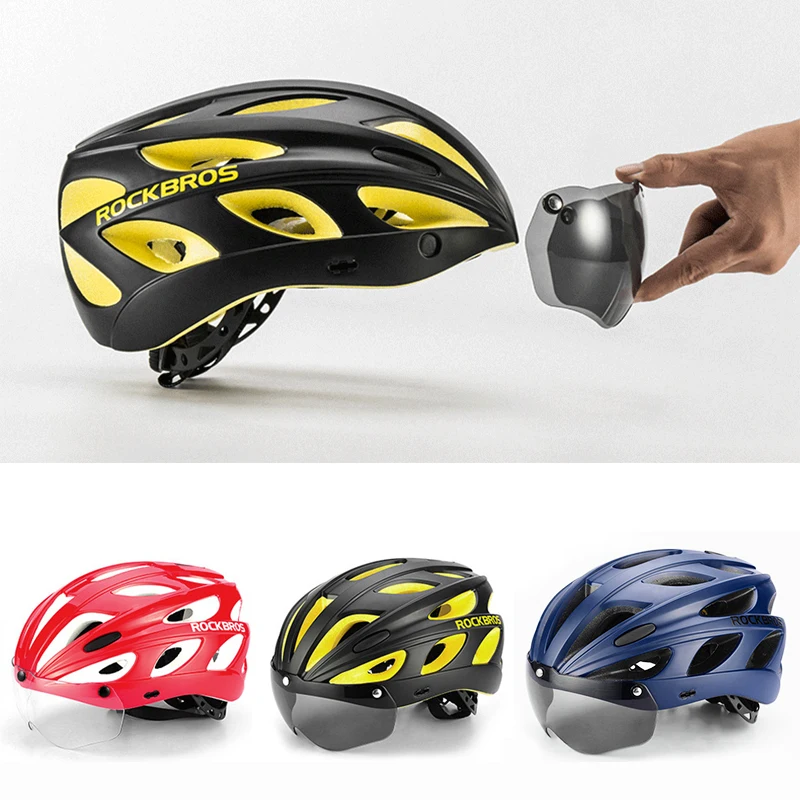 Outdoor Riding Eye Protection Helmet Mountainous Bicycle Helmet With Windshield Polarized Colorful Men's and Women's Helmets