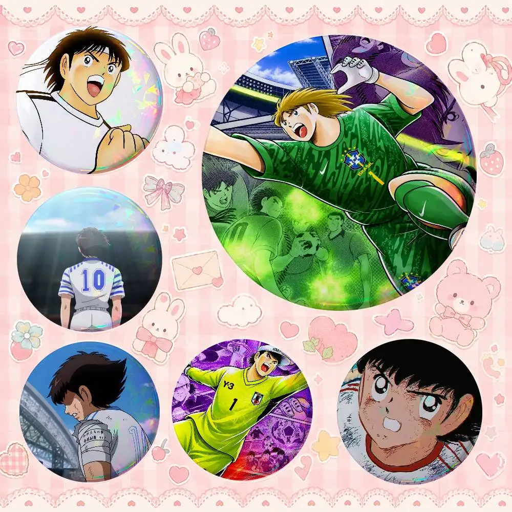 Captain Tsubasa-S Cute Cool Round Pin Badge Set For Anime Game Music Cartoon Fans Backpack Denim Jacket Hat Decoration