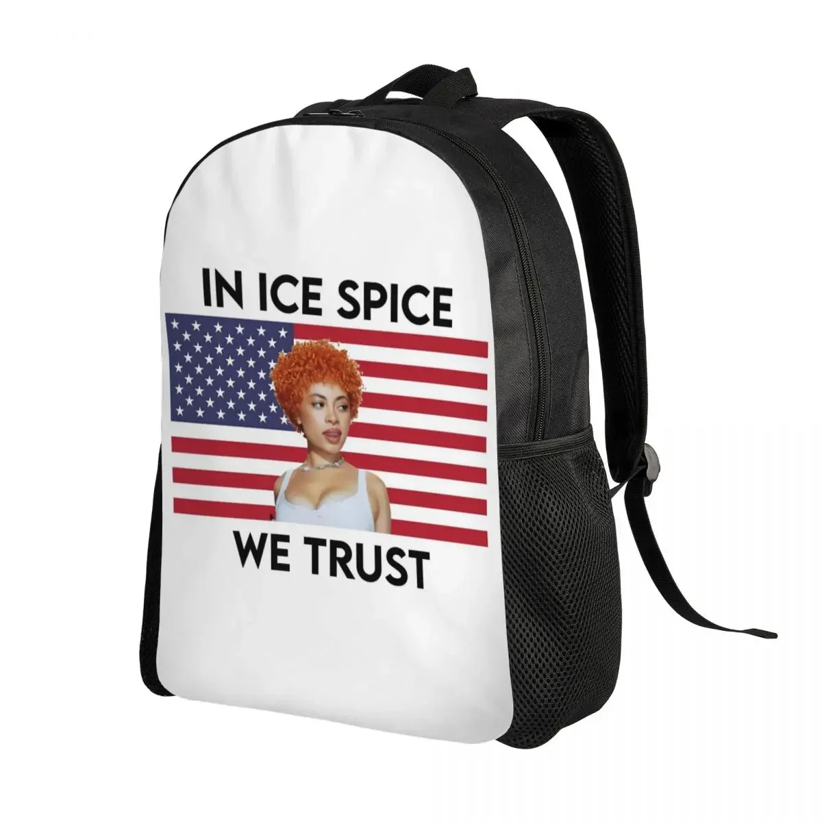 Custom In Ice Spice We Trust Flag Backpacks for Boys Girls School College Travel Bags Men Women Bookbag Fits 15 Inch Laptop