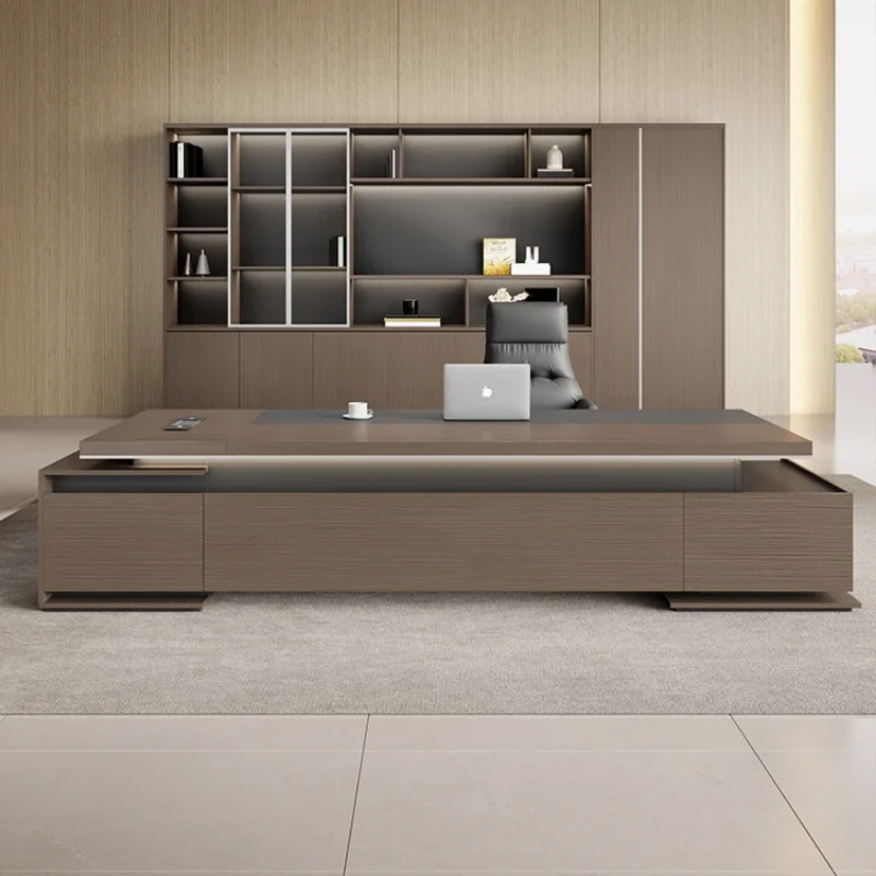 Vintage New Chinese Office Desk Filing Cabinets Luxury Executive Monitor Office Desk Modern Reading Wooden Bureau Furniture