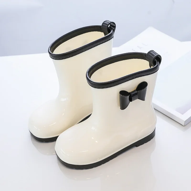 Kids Rain Boots PVC Waterproof Non-slip Rubber Boots for Children Bowknot Princess Girl\'s Boot Toddler Water Shoes Four Seasons