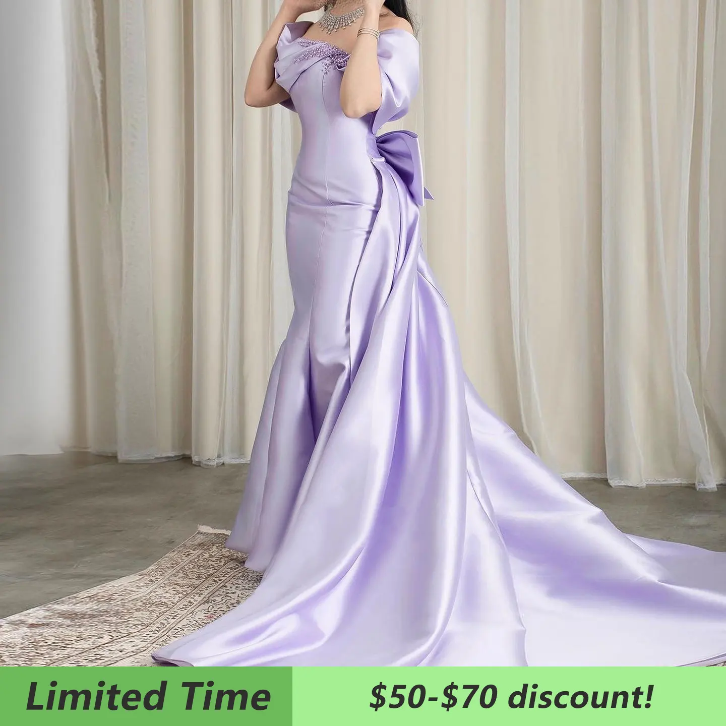 Vestido de Noche Morado con Hombros Descubiertos y Pedrería Sharon Said Dubai, Vestido Formal Árabe para Mujer, Boda, Fiesta de Graduación, SS400 Personalizado