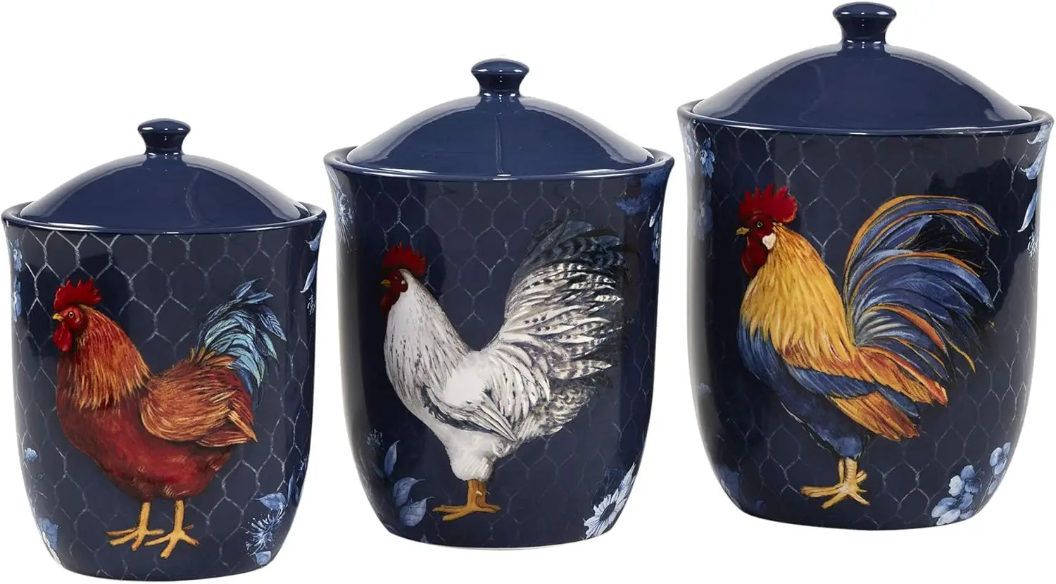 

Rooster 3 pc Canister Set, 52 oz,74 oz. 96 oz, Multicolor