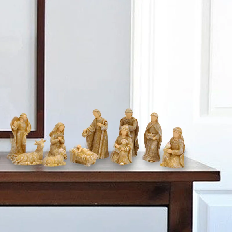 Nativity Scene Set of Ten Christmas Nativity Scene Decorations Gifts Creative Home Resin Crafts Living Room Resin Crafts Religious Gifts Home Tv Cabinet Decorations