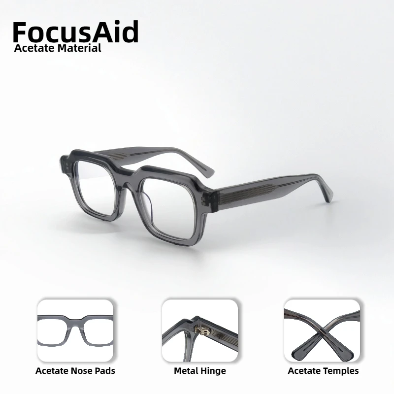 

Универсальные оптические очки в стиле ретро для мужчин и женщин, квадратная большая оправа ручной работы, ацетатная оправа, дизайнерские очки люксового бренда