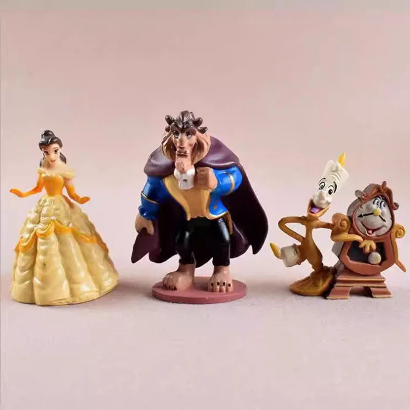 6pcs/set Disney Anime Beauty And The Beast Cartoon GK Model Decor Statue Adorable Ornament Toys Kids Charm Xmas Gift Tide Play