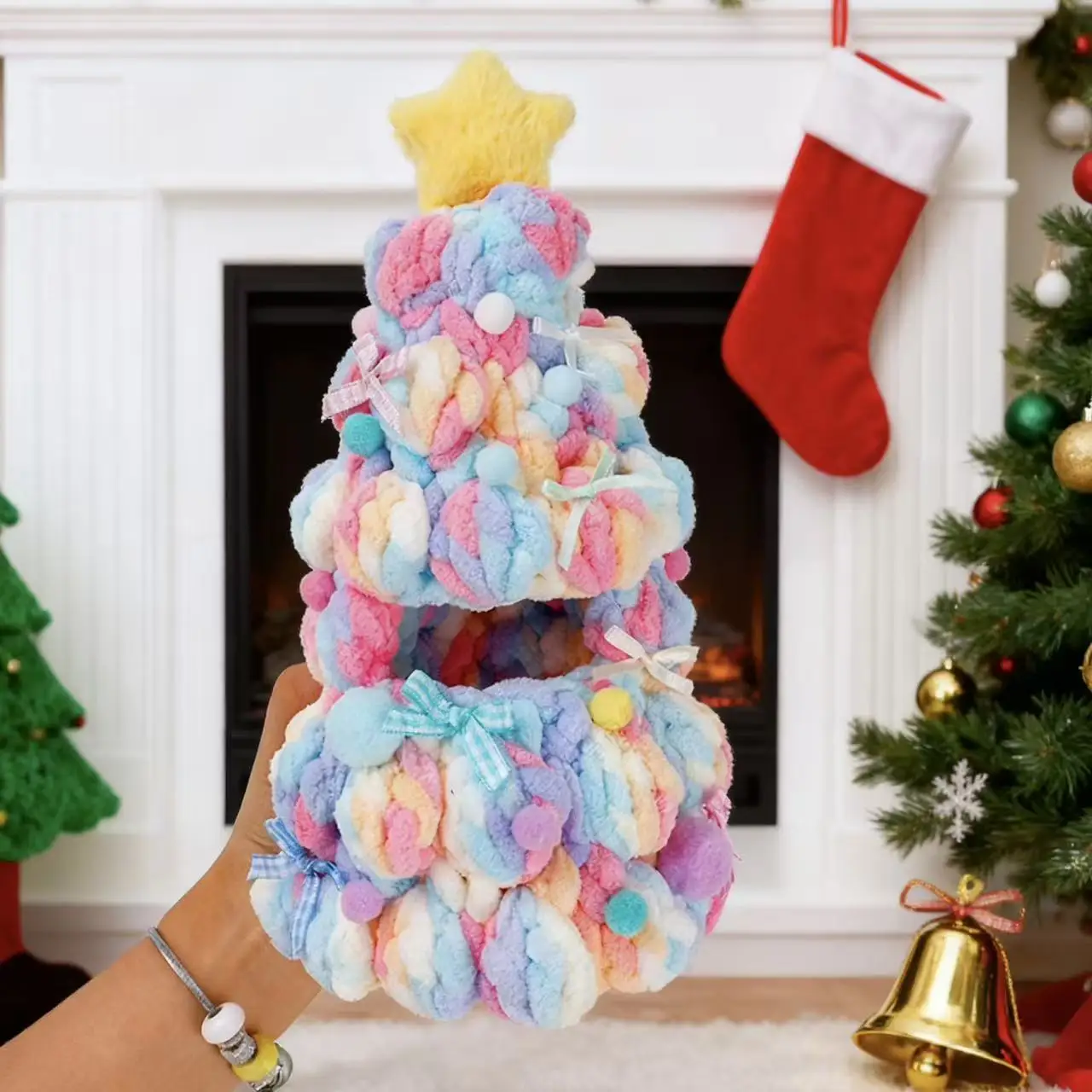 

Подарочная рождественская елка, кукла, вязаные крючком, аксессуары на Рождество, Хэллоуин (готовый продукт, кукольная одежда) для наряда Labubu 15-17 см