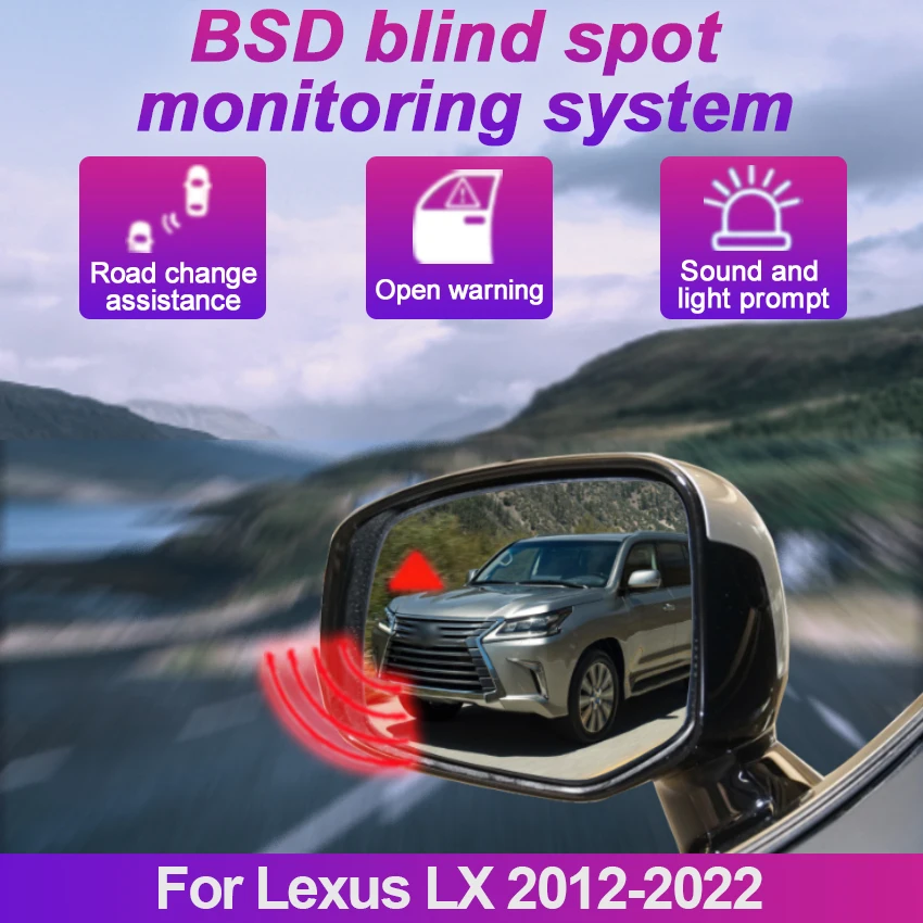 for Lexus LX 2012-2019 2020 2021 2022 BSD BSM blind spot Radar detection system 24GHZ Microwave Sensor Mirror light alarm