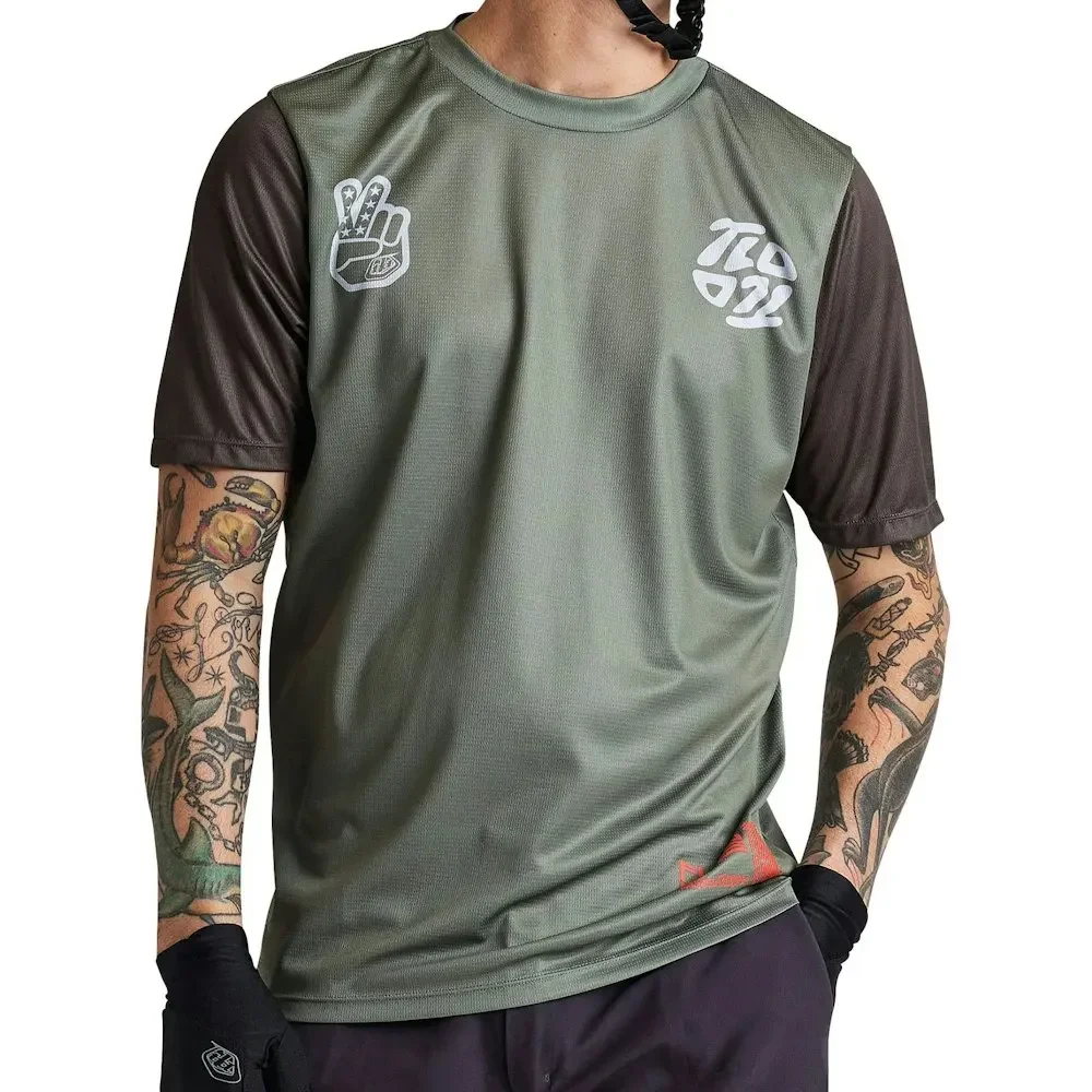 

Summer Sweat Dry Sports Gym T-shirt cross Short Sleeve Short Sleeve Men's Red MTB Downhill Breathable Crew Collar Jersey