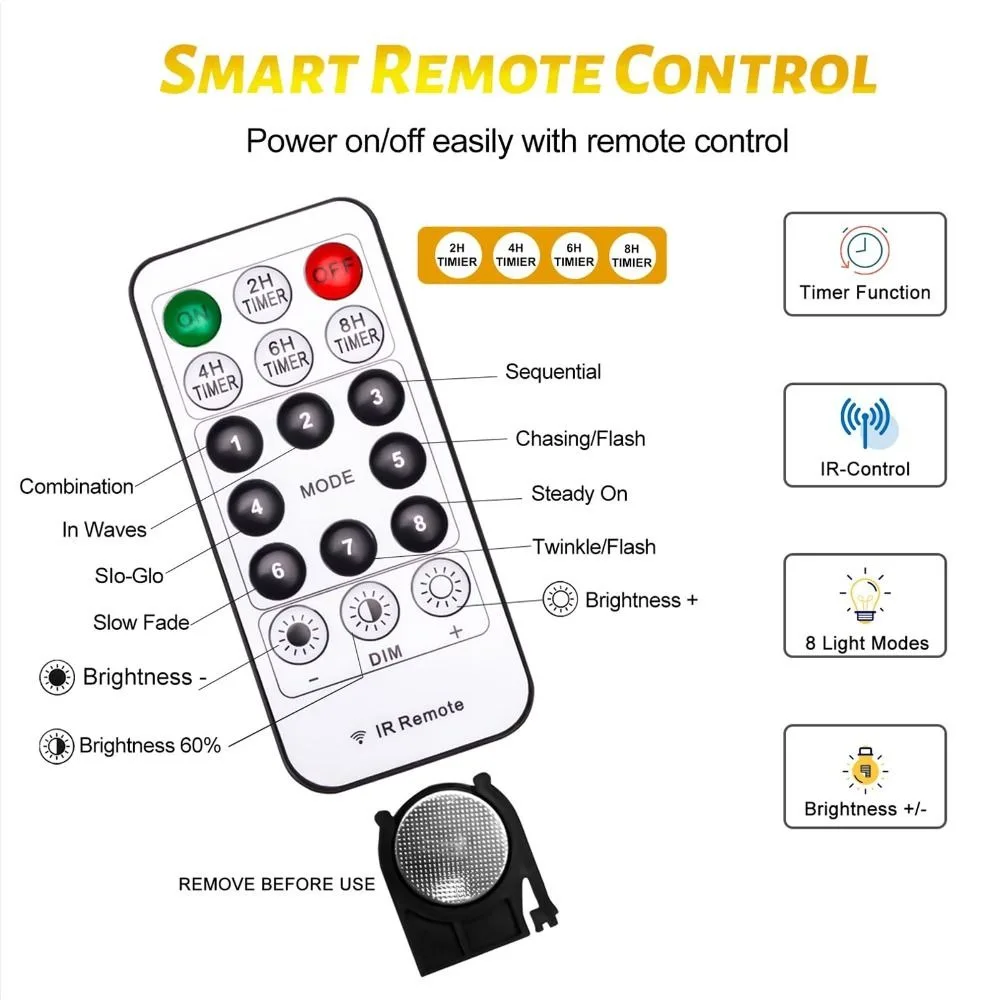 2 Pack 200 LED 66ft Fairy Lights with Remote Control & Timer 8 Modes Silver Wire USB Plug in String Lights Warm White