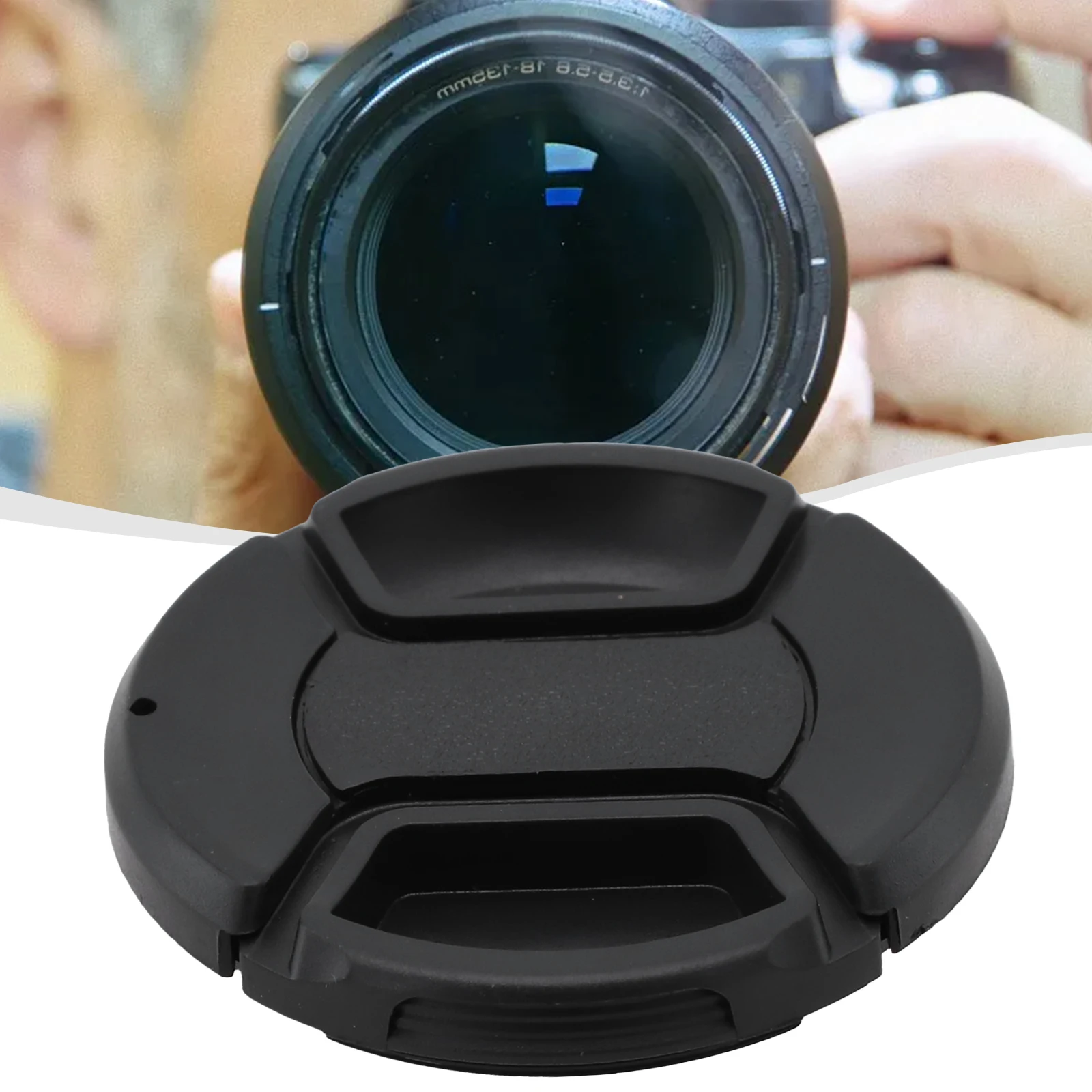 Wordless Lens Cap 49/52/55/58/62/67/72/77/82mm Central Clamping Buckle Cover With  Hanging Rope Camera Lens Accessories