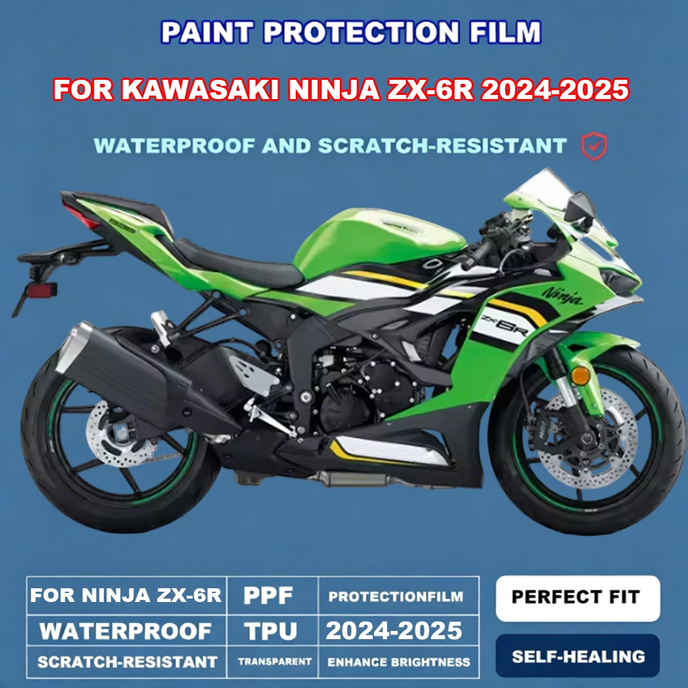 

Motorcycle PPF For Kawasaki NINJA ZX-6R 2024-2025 Paint Protection Film Anti-Scratch Self-Healing Waterproof Clear Body Guard