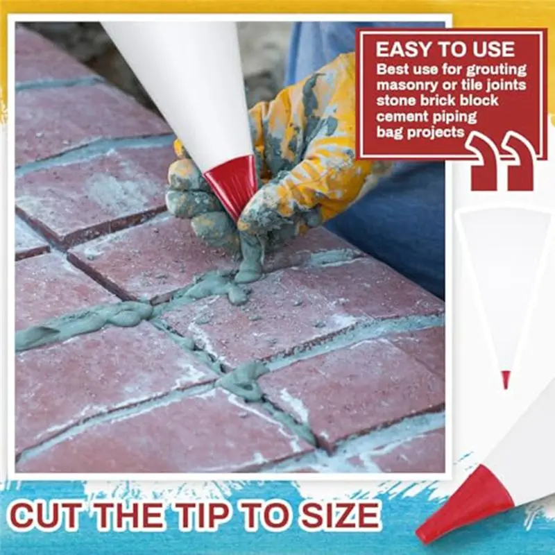 AEE2-10Pcs Tile Grout Masonry Mortar Bag With Molded In Tip Tear Puncture-Resistant Heavy Duty Vinyl Piping Cement Bag