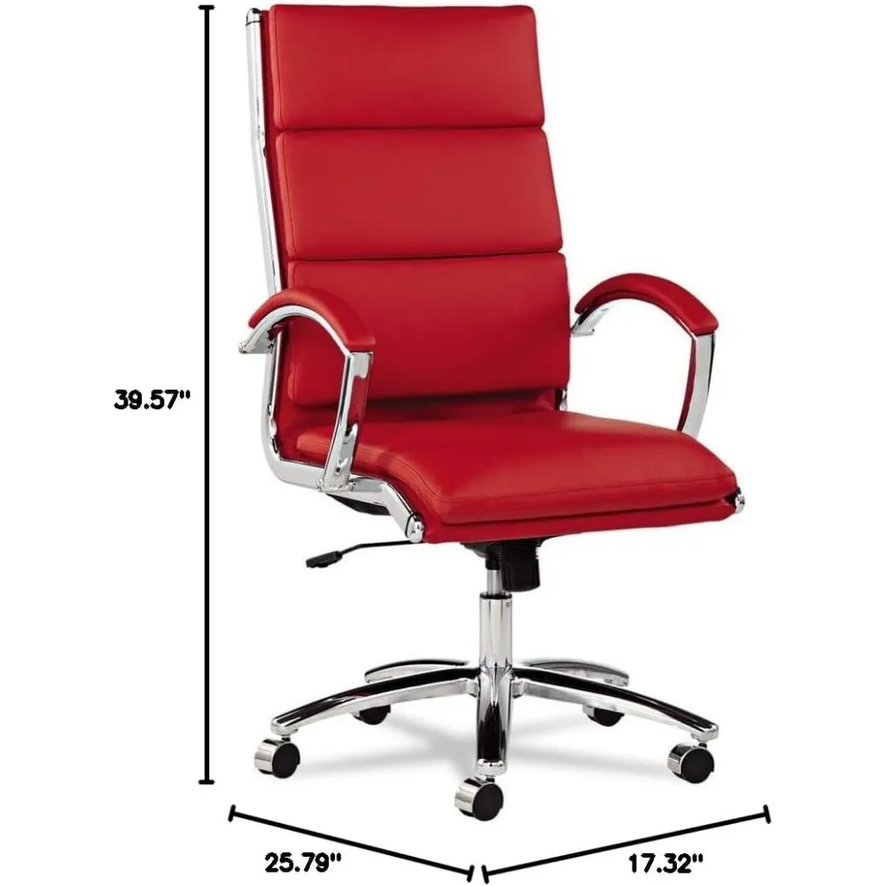 ALENR4139 Neratoli Series High-Back Slim Leather Chair - Red/Chrome