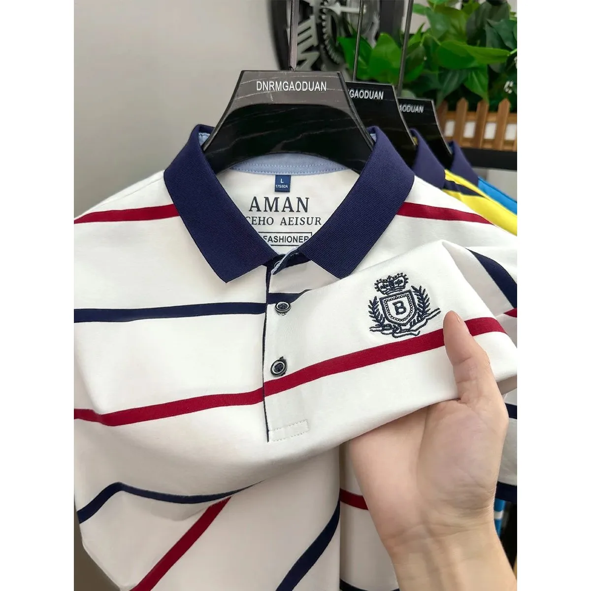 

Faionable Striped Men's irt Summer Trend SVE ort Sve Thiened Long Sve Basic Sle for Autumn Season