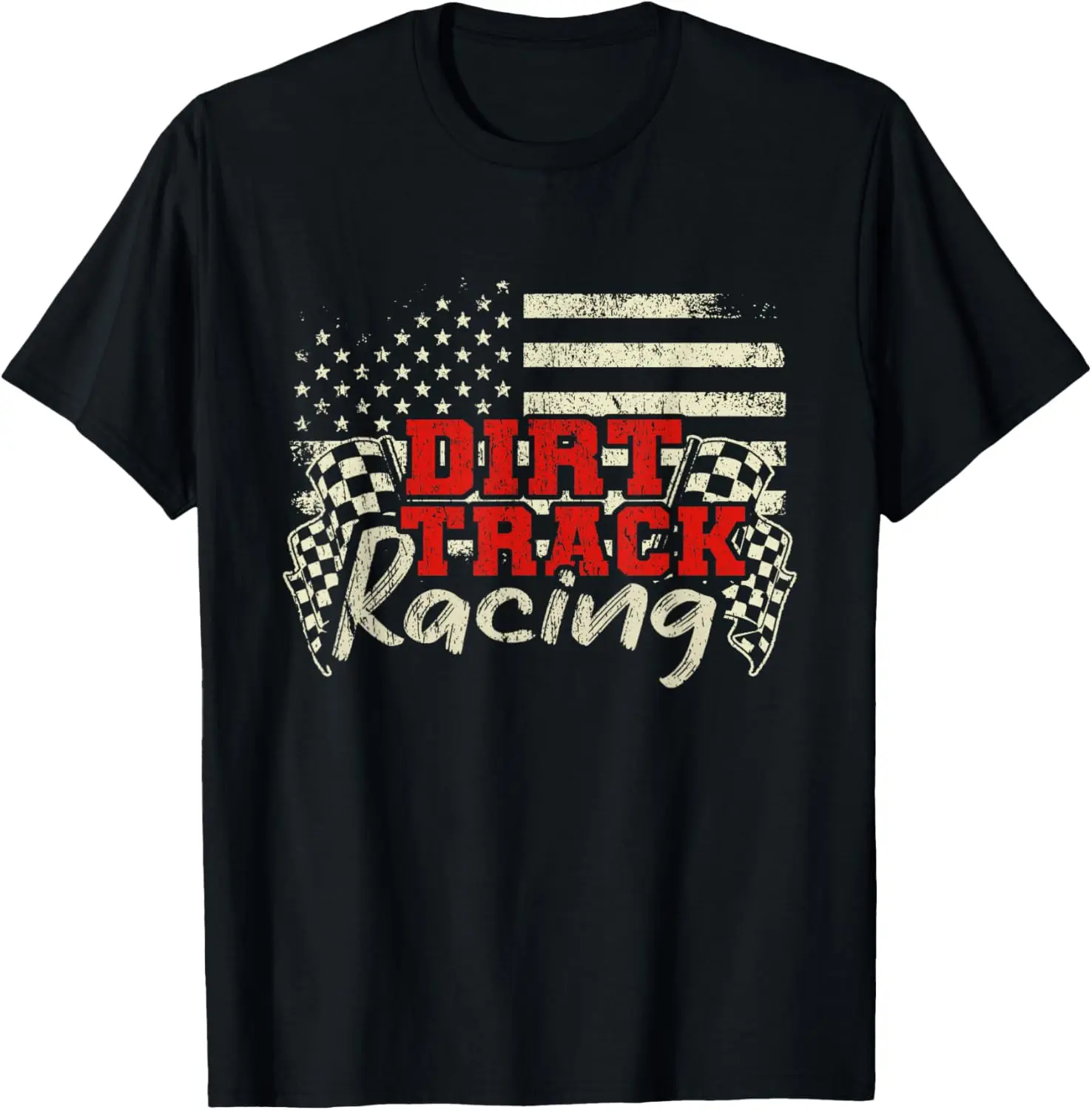 Vintage Patriotic USA Flag Dirt Track Racing Sprint Car T-Shirt