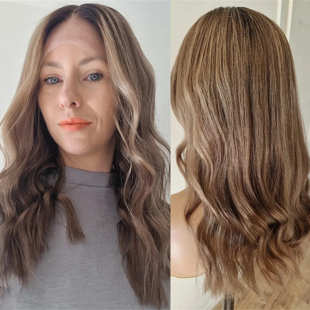 

Ash Brown Blonde Balayage Wig HD 13x4 Lace Front Wig Ash Roots Glueless FUTURA Hair for Alopecia Hair Loss Lace Wigs for Women