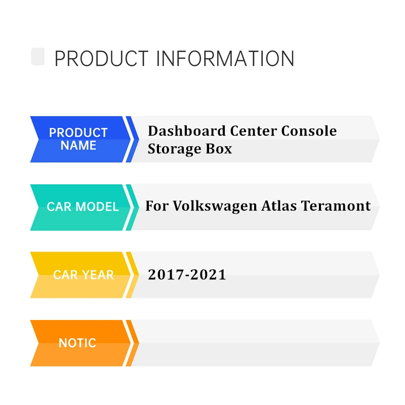 Car Center Console Organizer Containers For Volkswagen VW Atlas Teramont 2017-2019 2020 2021 2022 2023Car Console Collection Box