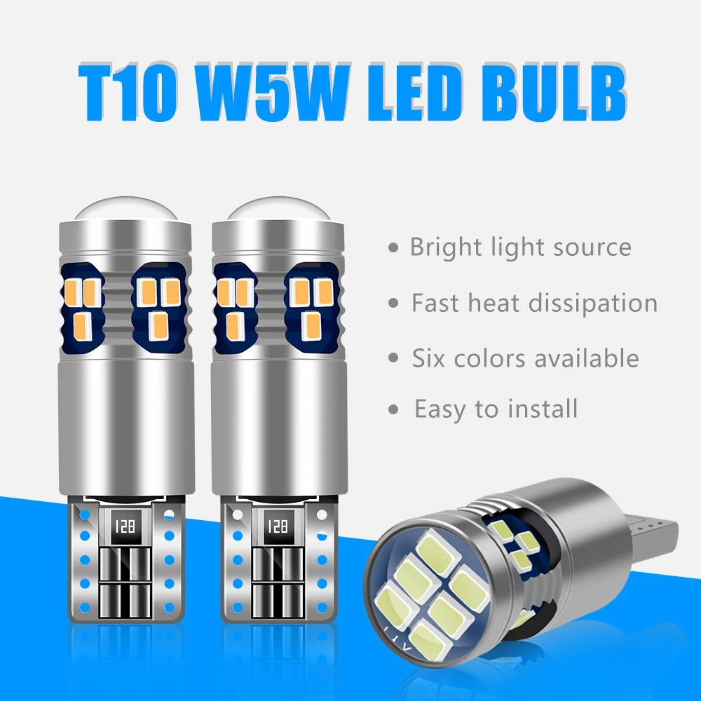 

2x Car Signal Lamp T10 W5W Led Canbus Bulbs 18SMD 2014 Chips W5W 168 194 Car Interior Reading Light Wedge Side Lamps 12V