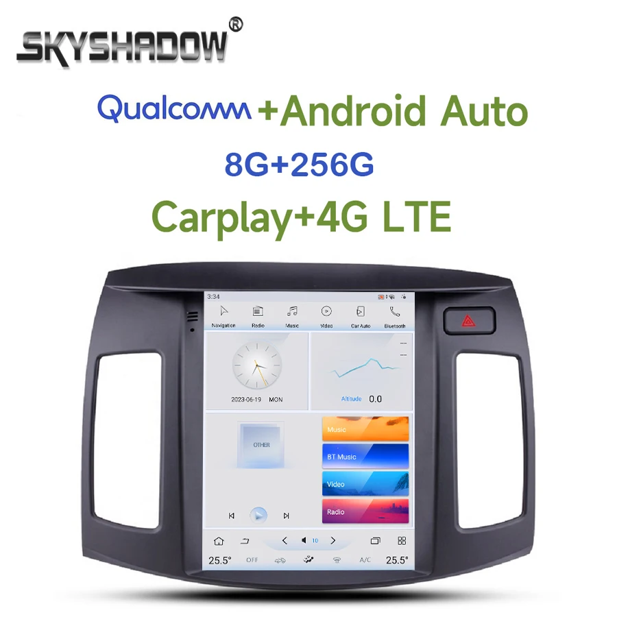 

Автомобильный DVD-плеер Tesla Qualcomm Carplay 360, Android 11,0, 8 ГБ + 256 ГБ, 4G, LTE, Bluetooth, Wi-Fi, GPS, радио для Hyundai Elantra 2008-2010