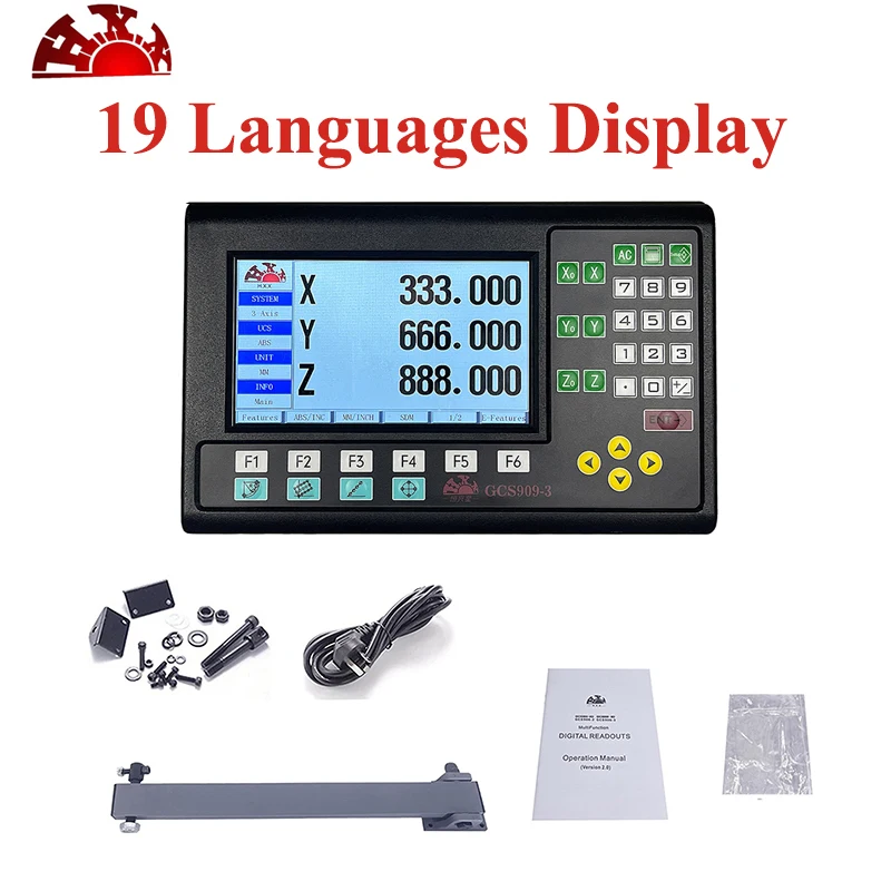 19 Languages LCD DRO GCS909 2 Axis 3 Axis Digital Readout Display AC110V/220V For Lathe Mill Linear Scale Encoder Rrating Ruler