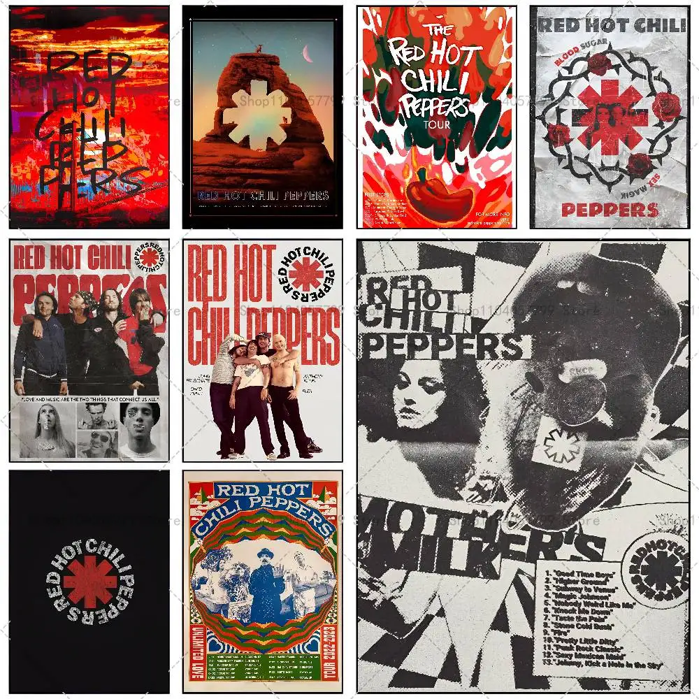 Póster Popular de banda de Rock Red Hot Chili Peppers, pegatina autoadhesiva impermeable para decoración de Bar y habitación, regalo estampado de alta calidad