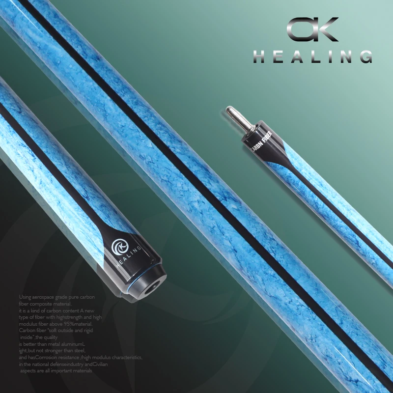 OKHEALING Carom Cue Billiards Play Cue 11.8mm Tip Black Tech Carbon Fiber Professional Manufacturer for Pool Cue Game