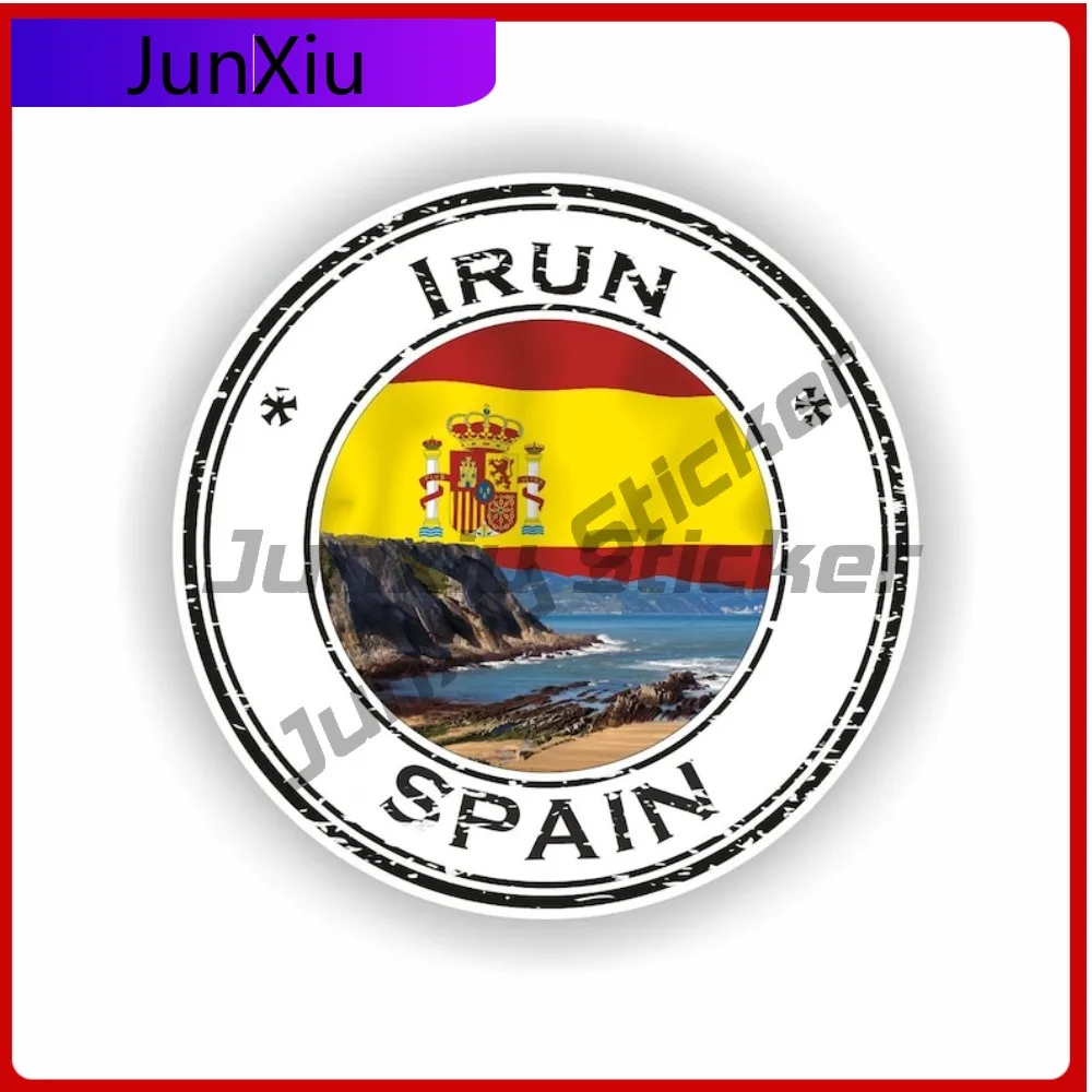 

Irun Spain Seal Cool Bumper UV Resistant Decal Graphic Sticker Round Decal Unique Helmet Durable Cute Cute Accessory Decal