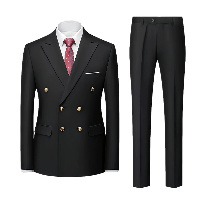 

Men's Suits High Quality Men's Vintage 2 Piece Banquet Suits Double Breasted Peak Lapel Blazers Dress Pants Wedding Galas Formal