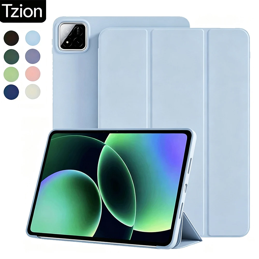 Für Xiaomi Pad 7/7 Pro 2024, Pad 8/8 Pro 2025, 11,2 Zoll, dreifach faltbare Lederhülle mit integriertem Ständer, weiche Silikonrückseite, Tablet-Schutzhülle.