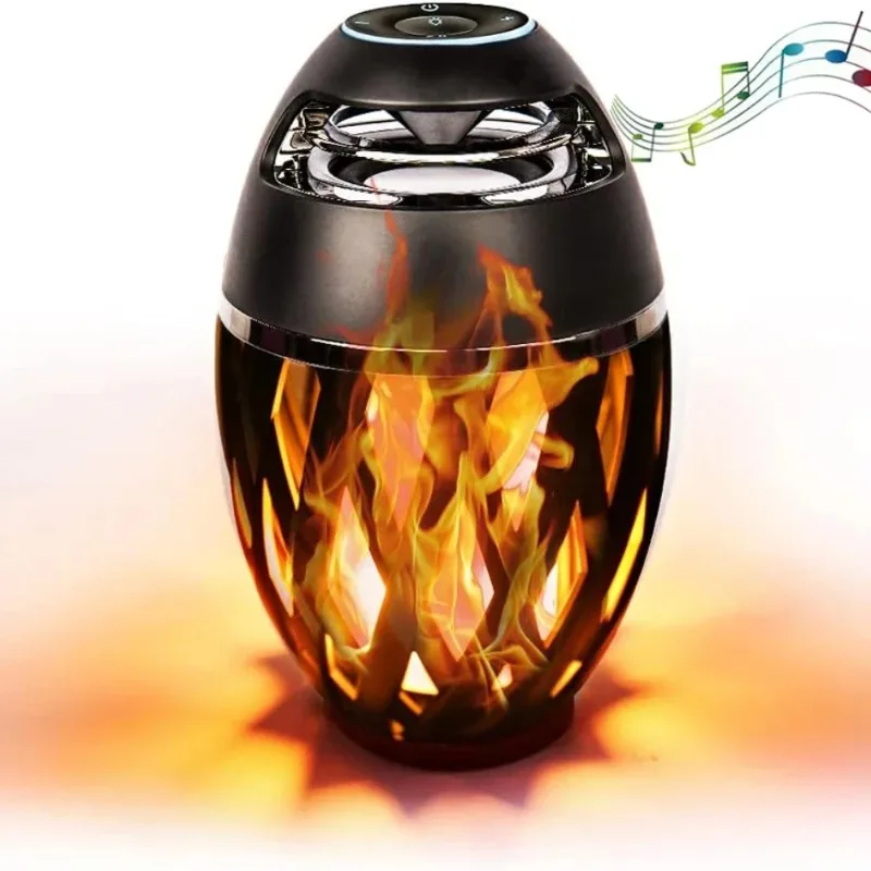 

【Best-selling】 USB Charging Wireless Bluetooth Speaker Flame LED Lamps Small Outdoor Bluetooth Flame Atmosphere Light For Campin
