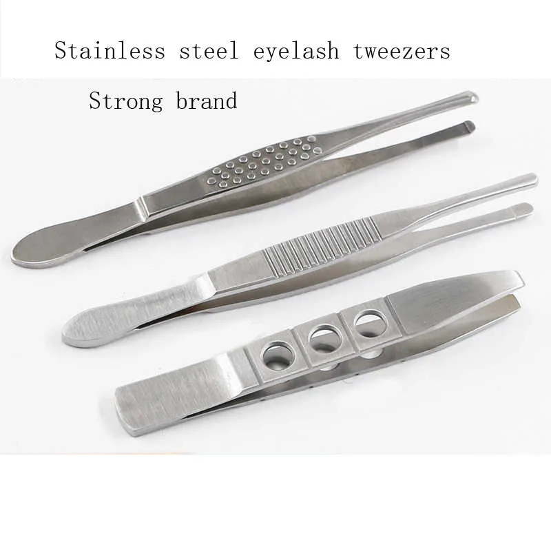 Strong medical eyelash tweezers Pull eyelash tweezers Eyebrow clamp Eyebrow tweezers Grafting stainless steel eye tweezers flat