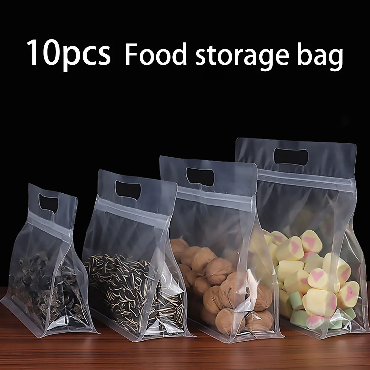 10pcs Reusable Leakproof Food Storage Bag For Nut Grain Vegetable Fruit And Snack, Kitchen Organizer, Storage Container